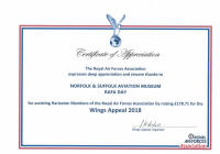 RAFA Certificate of thanks